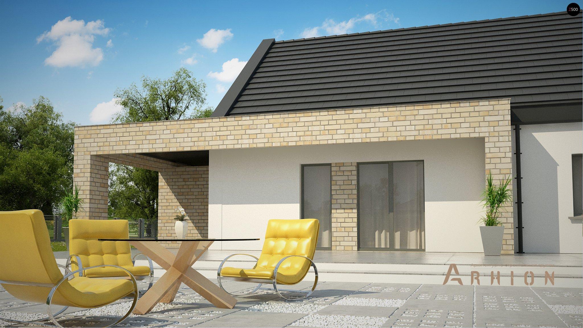 6. Проект одноэтажного дома в стиле барн с двускатной кровлей, Z53 A, площадью - 132 кв c терассой